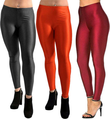AarifGarment Churidar  Western Wear Legging(Black, Red, Maroon, Solid)