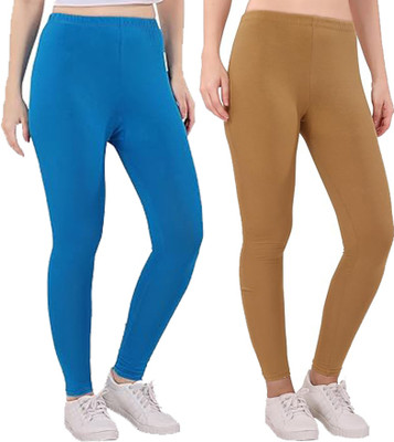 adibaba Ankle Length  Western Wear Legging(Light Blue, Beige, Solid)