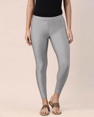Mehrang Ankle Length Western Wear Legging(Silver, Self Design)