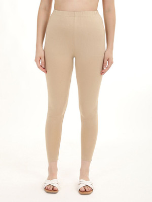 FLY BIRDS Ankle Length Western Wear Legging(Beige, Solid)