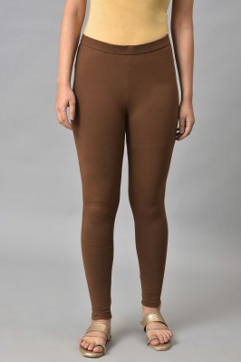 W Ankle Length Ethnic Wear Legging(Brown, Solid)