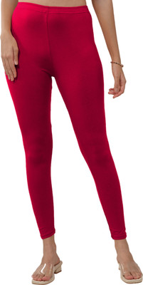 Lyra Ankle Length Ethnic Wear Legging(Pink, Solid)
