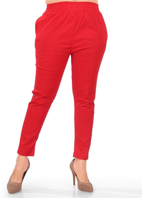 Kind stitch Ankle Length Western Wear Legging(Red, Solid)