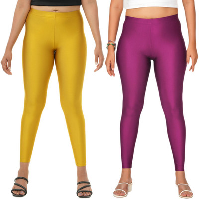 LoveiT Ankle Length Western Wear Legging(Light Green, Purple, Solid)