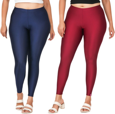 LoveiT Ankle Length Western Wear Legging(Dark Blue, Maroon, Solid)