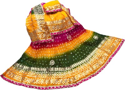 stylish sarees Bandhani, Embroidered, Self Design Semi Stitched Rajasthani Poshak(Multicolor)