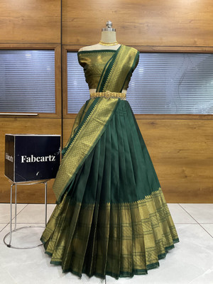 SHREE CREATION Solid, Self Design Semi Stitched Lehenga Choli(Green)