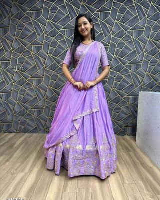 R K Creation Embroidered Semi Stitched Lehenga Choli(Multicolor)