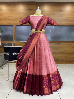 SHREE CREATION Self Design Semi Stitched Lehenga Choli(Pink)