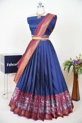 SHREE CREATION Self Design Semi Stitched Lehenga Choli(Dark Blue, Pink)