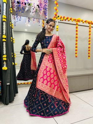 SHREE CREATION Embroidered Semi Stitched Lehenga Choli(Pink)