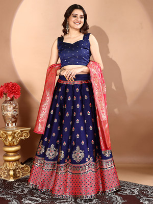 SHREE SANT SAREES Self Design Semi Stitched Lehenga Choli(Green)