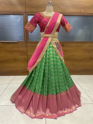 MR Y Self Design Semi Stitched Lehenga Choli(Green)