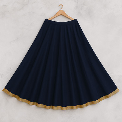 lazyandcrazy shop Self Design Semi Stitched Lehenga Skirt(Blue)