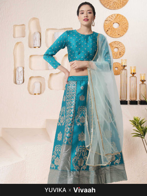 Divastri Self Design Semi Stitched Lehenga Choli(Green)