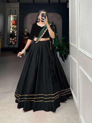 CYNOR ENTERPRISE Self Design Semi Stitched Lehenga Choli(Black)