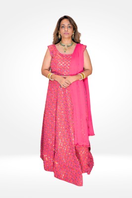 GJC Embroidered Stitched Lehenga Choli(Pink)