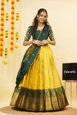 Fabcartz Self Design Semi Stitched Lehenga Choli(Yellow)