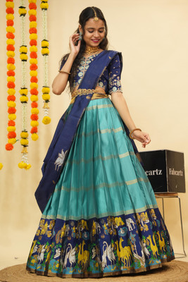 SHREE CREATION Self Design Semi Stitched Lehenga Choli(Blue)