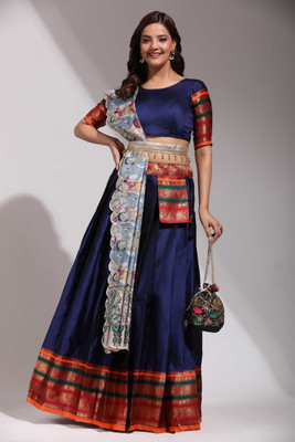 SHREE CREATION Self Design Semi Stitched Lehenga Choli(Dark Blue)