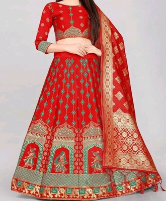 NITYA TEXOFAB Self Design Semi Stitched Lehenga Choli(Light Green)