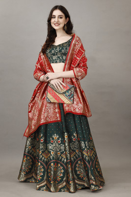 SWAMI STUDIO Self Design Semi Stitched Lehenga Choli(Green)