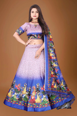 Hanumant Creation Digital Print Semi Stitched Lehenga Choli(Blue)