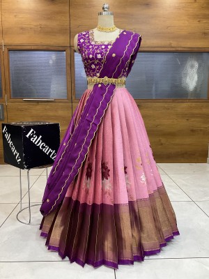 MR Y Self Design Semi Stitched Lehenga Choli(Pink)