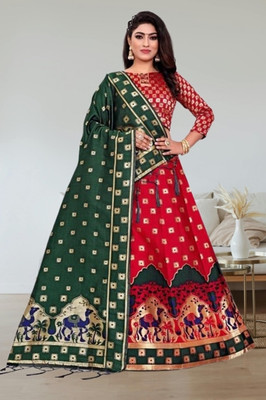 HOUSE OF COMMON Self Design Semi Stitched Lehenga Choli(Maroon)