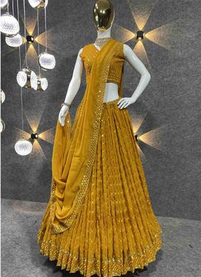 Aptex Self Design Semi Stitched Lehenga Choli(Yellow)