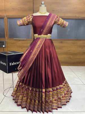 Payu Self Design Semi Stitched Lehenga Choli(Maroon)