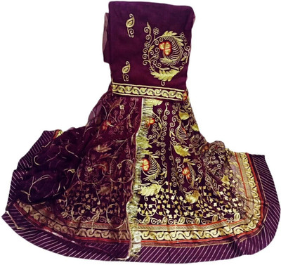 SHREE AMBEY TRADING Embroidered Semi Stitched Rajasthani Poshak(Purple)
