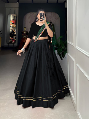 BLANKLOOK Solid Semi Stitched Lehenga Choli(Black)