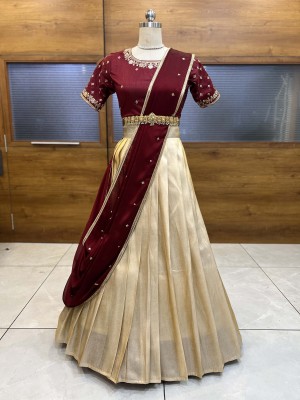 Sonu Creation Self Design Semi Stitched Lehenga Choli(Maroon)