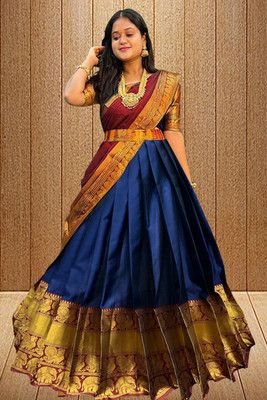 Fabricfantacia Self Design Semi Stitched Lehenga Choli(Blue, Green, Maroon)