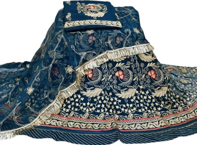 SHREE AMBEY TRADING Embroidered Semi Stitched Rajasthani Poshak(Blue)