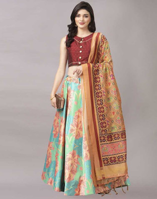 KAHIRAA WHOLETEX Digital Print Semi Stitched Lehenga Choli(Multicolor)