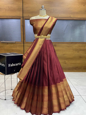 Fabcartz Self Design Semi Stitched Lehenga Choli(Maroon)