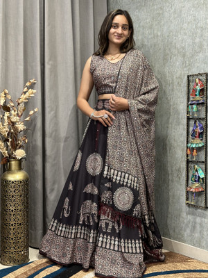 kaizen texo fab Digital Print Semi Stitched Lehenga Choli(Multicolor)