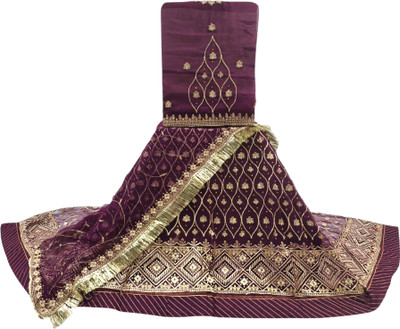 Man Fashion Embroidered Semi Stitched Lehenga Choli(Purple)