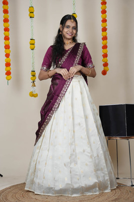Sonu Creation Self Design Semi Stitched Lehenga Choli(Purple)