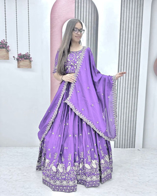 RUPAL CREATION Embroidered Semi Stitched Lehenga Choli(Purple)
