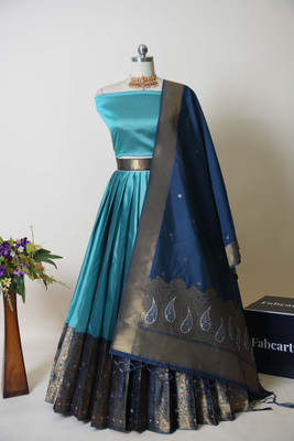 Payu Self Design Semi Stitched Lehenga Choli(Blue)