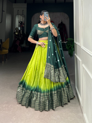 HEM SELLES Self Design Semi Stitched Lehenga Choli(Green)