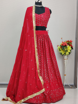 shaadigruh Embroidered Semi Stitched Lehenga Choli(Multicolor)