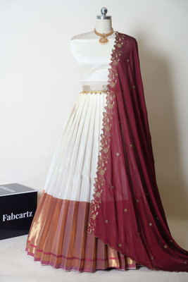 Fabcartz Self Design Semi Stitched Lehenga Choli(Maroon)