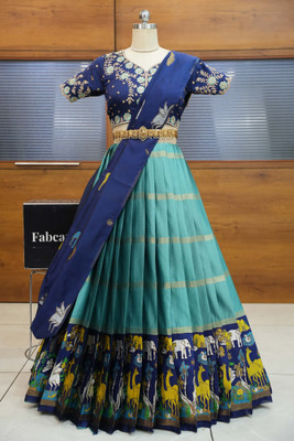 SHREE CREATION Self Design Semi Stitched Lehenga Choli(Blue)