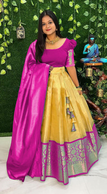 SHREE CREATION Solid Semi Stitched Lehenga Choli(Yellow)