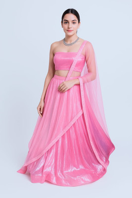 ANAVI FAB FASHION Embellished, Self Design Stitched Lehenga Choli(Pink)