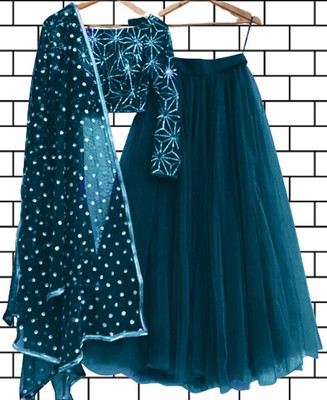 lazyandcrazy shop Self Design Semi Stitched Lehenga Choli(Dark Blue)